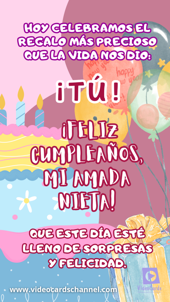 feliz cumpleaños nieta, tarjeta de cumpleaños para mi nie ( (7)