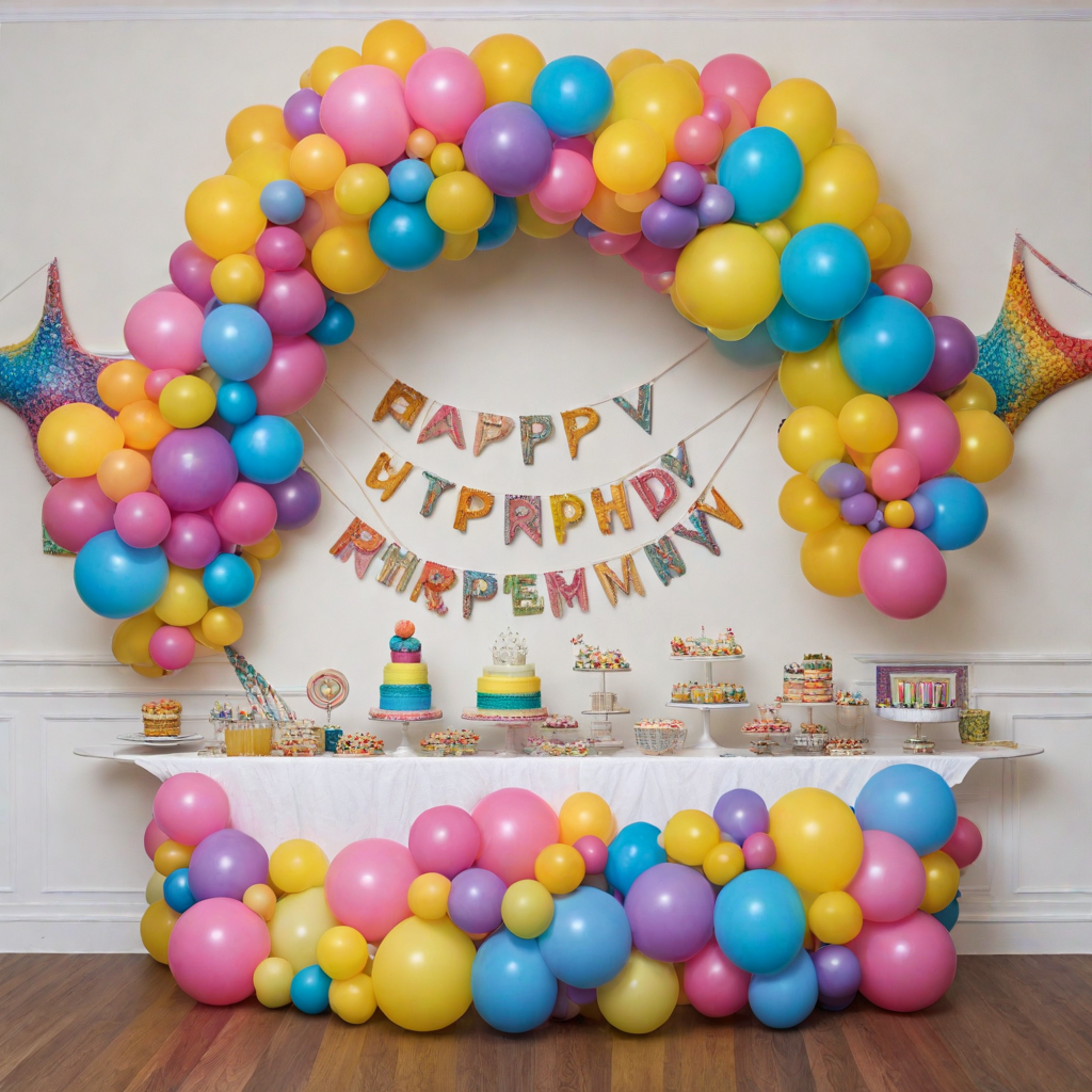 globos en forma de arcoiris arco de globos para cumpleanos de nina